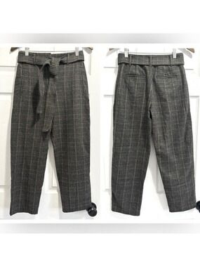 Aritzia Wilfred Jallade Tie Front Plaid Pants Wool Cashmere Blend Trousers Sz 4